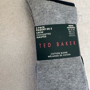 Ted Baker Men's Cotton Blend Crew Socks - 3 Pack Gray